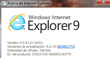 lo permite Se debe instalar la versión 9 del internet Explorer