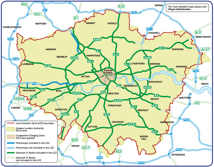 Figura 9. Ubicación Zona de Bajas Emisiones (LEZ), Londres. Estados Unidos Fuente: Transport for London.