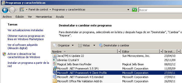 6.3 Error instalando Framework 4 Durante la instalación de Hybrid (ver apartado 4), se instalan al comienzo una serie de programas necesarios como es Microsoft.