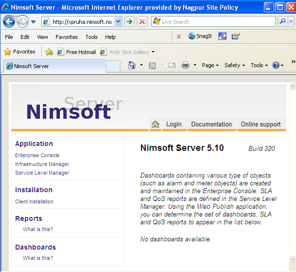 Capítulo 3: Acceso al servidor de Nimsoft Introducción Cuando se complete la instalación del servidor de