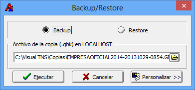 4.2.2 Recuperar Copia Permite recuperar copias de seguridad de la base datos que se encuentren en un CD, disco duro, memoria USB o cualquier medio de almacenamiento.