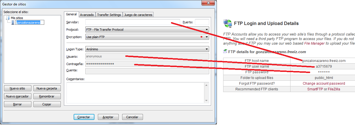 Paso 5 Subir el contenido de la carpeta wordpress mediante un cliente FTP Selecciona la opción de usuario Normal y completa los