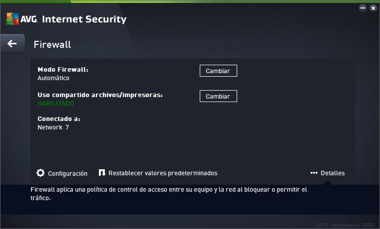 Nota: Después de la instalación de su AVG Internet Security 2015 el componente Firewall puede solicitar que se reinicie el equipo.