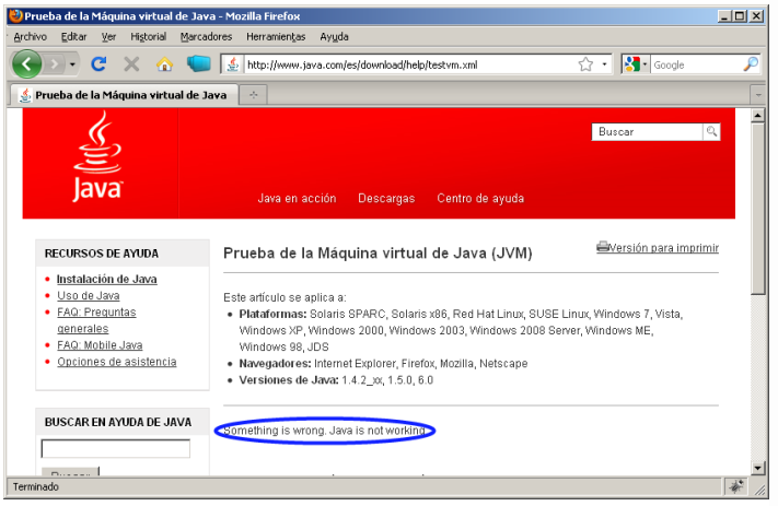 Si Java no está instalado, volveremos a www.java.com y pulsaremos sobre "Descarga gratuita de Java".