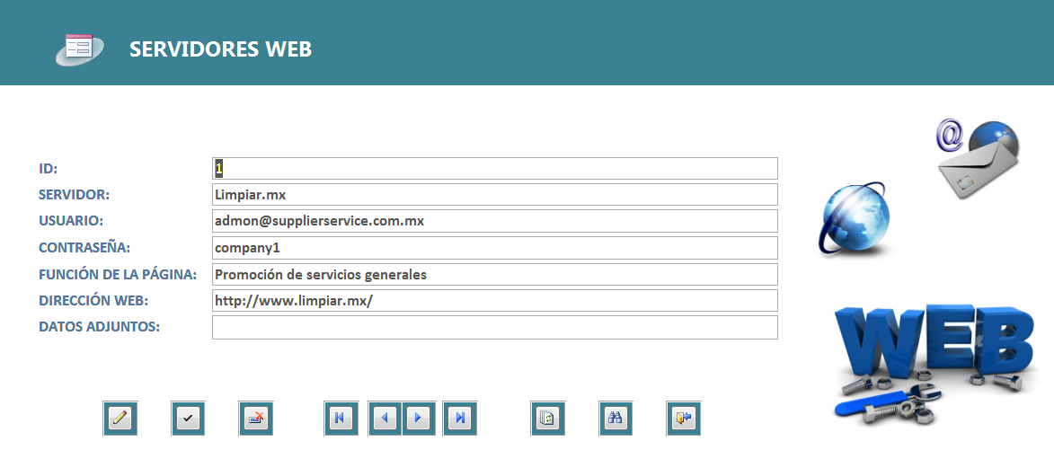 9.7Servidores Web El formulario de Servidores Web es muy importante para tener en cuenta en cualquier momento que se requiera hacer modificaciones en los anuncios de algunos servidores de sitios web