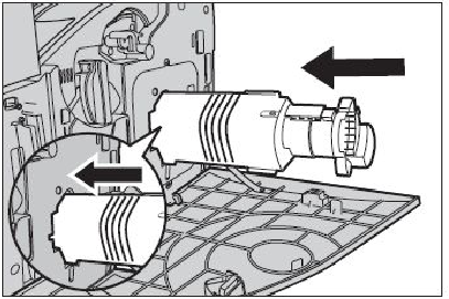 Substituição do Cartucho de Toner 7. Remova o cartucho de toner da máquina. Observação: Tome cuidado para não derrubar nenhum resíduo de toner ao pegar um cartucho vazio.