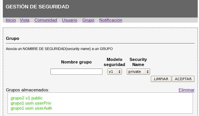 306 Figura 4.83. Sección Grupo del módulo Gestión de Seguridad (Configuración de grupos).