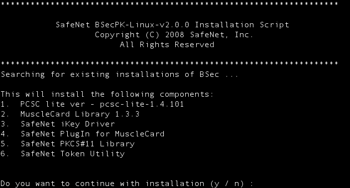 Descomprimir el instalador con el siguiente comando: unzip BSecPKLinux-.0.0007.zip Ingresar al directorio generado: cd BSecPKLinux-.0.0007/ Ejecutar el instalador: sh 