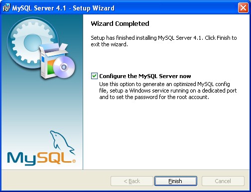 botón Finish: En este momento debemos tener instalado el gestor de bases de datos MySQL.