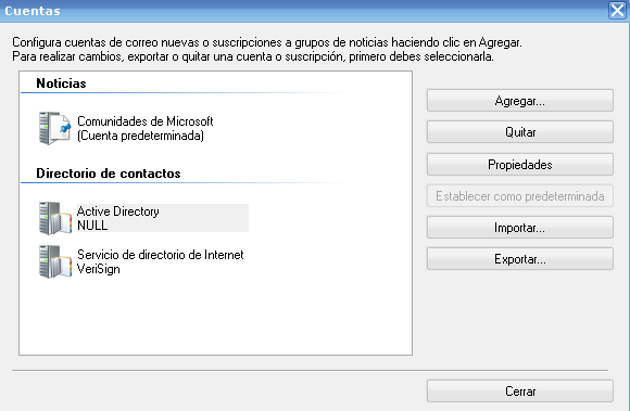 Windows Live Mail Configurar la Cuenta (Ejemplo FASTA) 1. Cuenta 2.