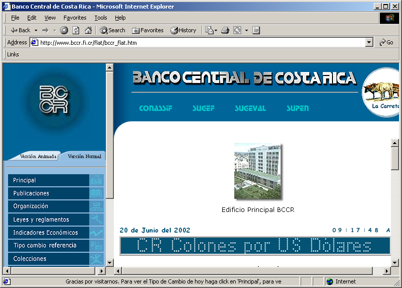 Fig. 19. Página principal del web del Banco Central de Costa Rica Tomado de: http://www.bccr.fi.cr/ 2.2.3.5.