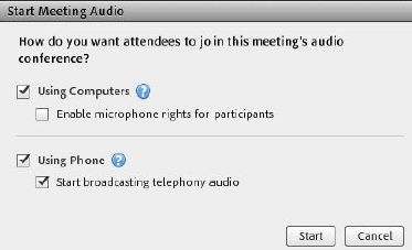 Usted puede seleccionar como desea que los participantes se unan al audio de la reunión: Utilizando sus computadoras (vía VoIP) Usando el teléfono (vía conferencia de audio de InterCall) Se