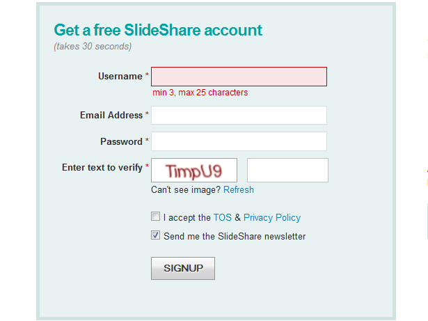 Tutoriales de aplicaciones gratuitas para entornos educativos Slideshare pág. 6 Paso a paso Cómo registrarse? 1. Ingresar a www.slideshare.net 2. Seleccionar Signup para dar de alta. 3.