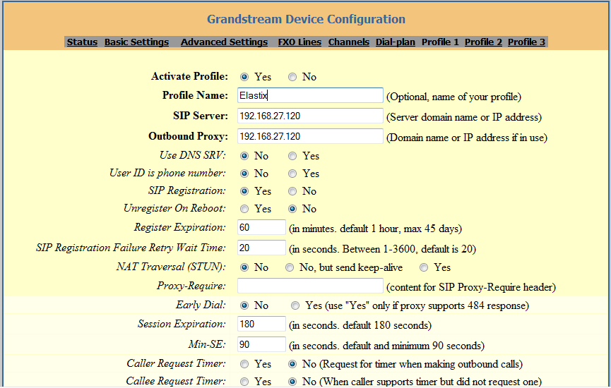 76 Fig. 4.17 Configuración de un perfil Gateway.