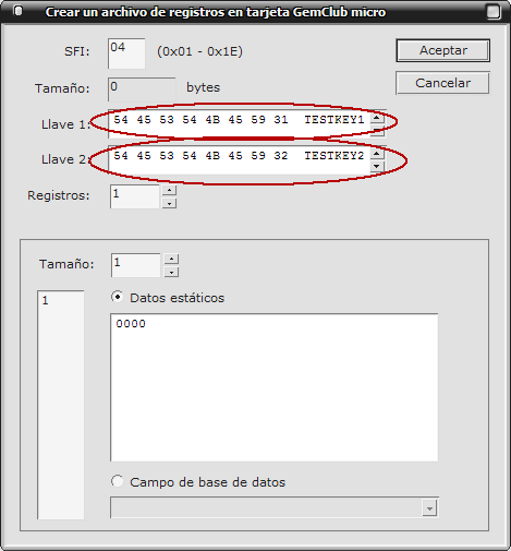 En primer lugar debe especificar el SFI o identificador del archivo. Seleccione entre un rango de 0x01 y 0x1E en formato hexadecimal.