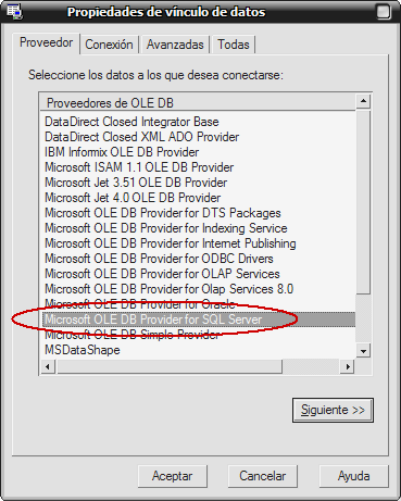 Conexión a una base de datos dentro de SQL Server Como último ejemplo se verá la conexión a una base de datos de SQL Server.