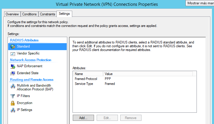 Autenticacion local VS RADIUS: Podemos configurar un servidor VPN para los usuario sque quieran conectarse lo hagan contra la base de datos local.