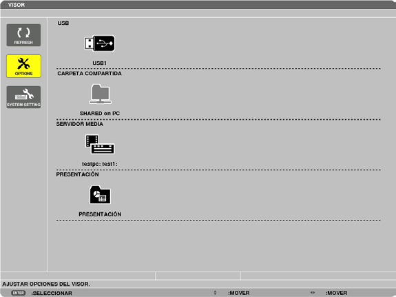 4. Uso del Visor Nombres y funciones de la pantalla del Visor El Visor tiente tres pantallas: pantalla de lista de unidades, pantalla de miniaturas y pantalla de diapositiva.