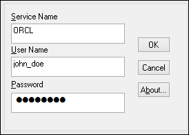 208 Conectarse a una base de datos Ejemplos 9. En el cuadro de texto de nombre de origen de datos, introduzca un nombre para identificar el origen de datos (en este caso, Oracle DSN1). 10.