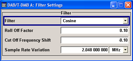 DAB/T-DMB User Interface Filter Settings PN Scrambler Activates/deactivates the PN scrambling.