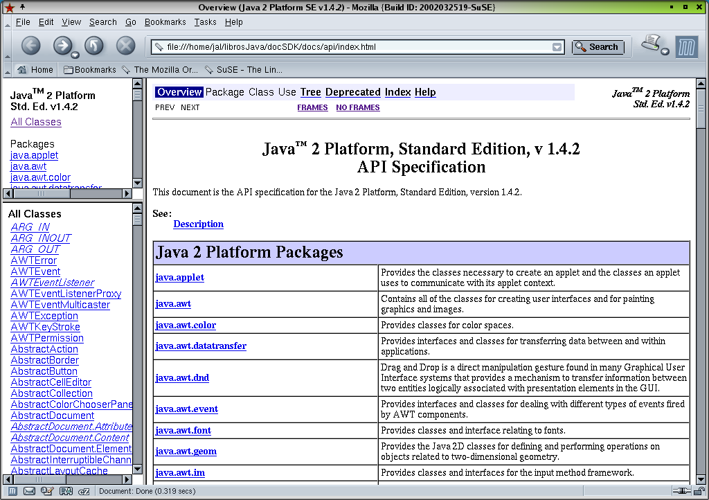 1.7. CÓMO COMPILAR ARCHIVOS 11 Figura 1.3: La documentación del API. http://java.sun.com/j2se/1.4.2/docs/api/.