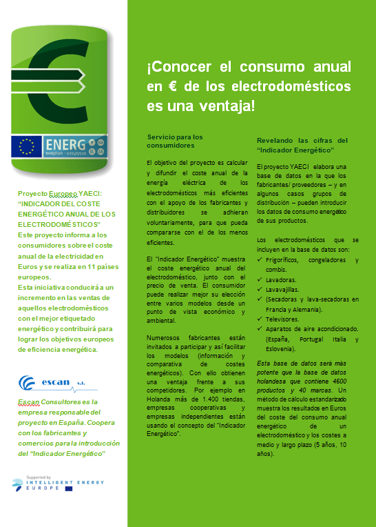 DÍPTICO PARA FABRICANTES Escan has elaborated one leaflet for manufacturers: Knowing the annual energy