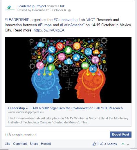 Co-Innovation Lab. Results report Facebook publications https://www.facebook.