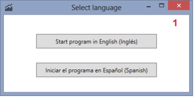 Usuario Interface Wpf El programa solicita escoger el idioma a utilizar: Inglés o