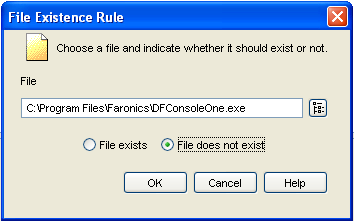9. Haga clic en la pestaña Disponibilidad (Availability) y establezca un parámetro de Existe el archivo (File Exist) al hacer clic en Agregar (Add) y luego en Existencia del archivo (File Existence).