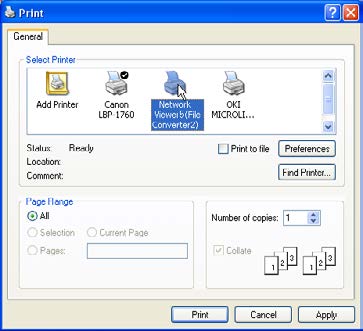 Capítulo 9 Funciones de visualizador por red [2] Como usar el Network Viewer 5 (File Converter 2) El File Converter 2 es una clase de software controlador de impresora que sirve para convertir a