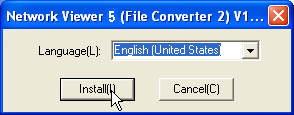2 Seleccione English [United States] en el menú desplegable en la ventana de selección de idioma, y, a continuación, haga clic en el botón Install para comenzar la instalación.