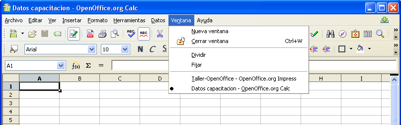 OpenOffice.org vs MS Office Trabajando con varios archivos abiertos. OOo utiliza una interfaz de documento simple (SDI).