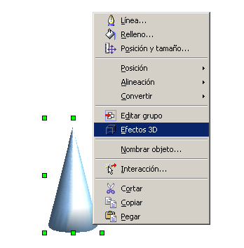 Figura Nº 11 Efectos 3D del Objeto 4. En el cuadro de diálogo que aparece, se indican las características que se deseen para el objeto.