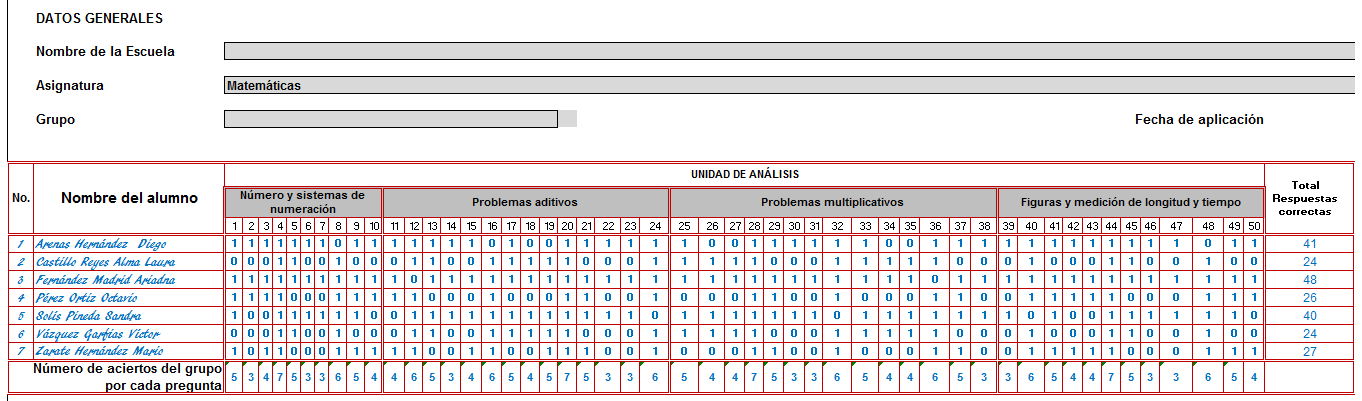 2. Registrar el código 1 o 0 en el recuadro que aparece a la izquierda de cada pregunta. El 1 indica respuesta correcta y el 0, respuesta incorrecta. Ejemplo: 1 8.