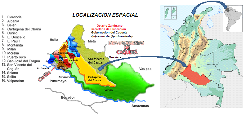 1.1.1 Ubicación Geográfica PLAN VIAL DEPARTAMENTAL DEL CAQUETA 2014-2023 Ubicación, extensión El Caquetá situado al sur del país, en la región amazónica, está en el noroeste de la región de la