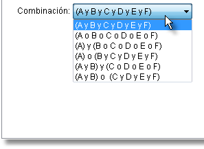 Solapa Estado Conbinaciones: el sistema trabajará con el conjunto de restricciones de estado del proceso según sea la combinación de la conjunción "O" u "Y".
