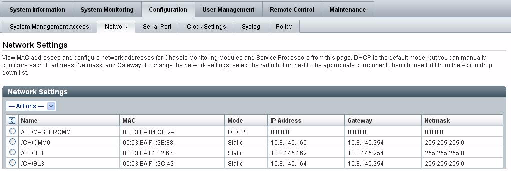 FIGURA 2-1 ILOM en el SP del servidor: página de configuración de red FIGURA 2-2 ILOM en el CMM: página de configuración de red 4.