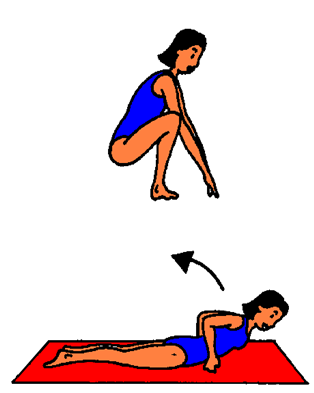 Ejercicios preventivos: Columna dorso-lumbar (3) Sentado/a con los brazos en cruz y las piernas juntas, intente tocar los pies con sus manos.