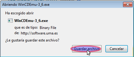 Si usa un navegador Chrome en Windows 7. En parte inferior en la 'Barra de Notificaciones'. Haga doble-click sobre 'WinCDEmu-3_6.