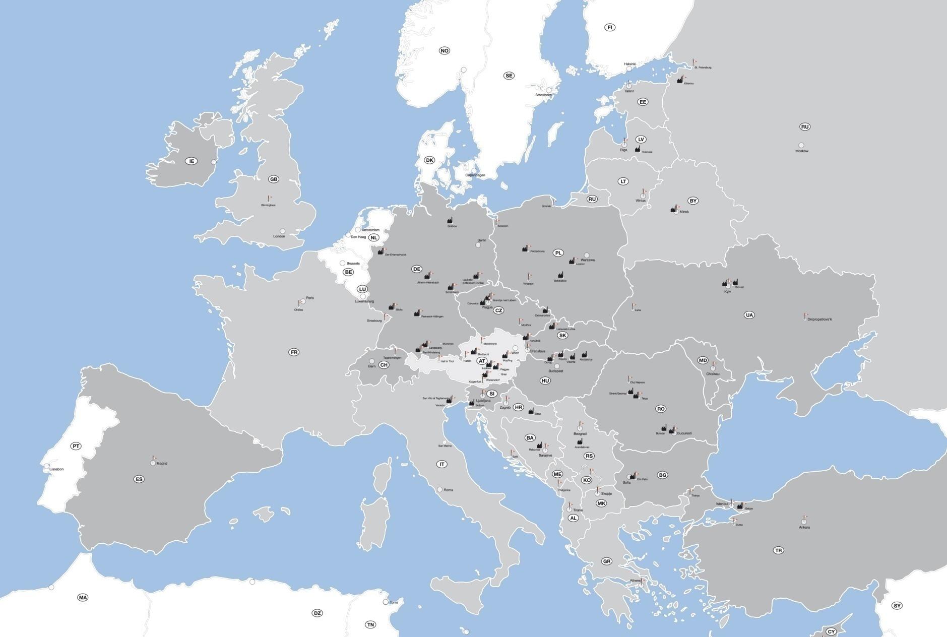 Baumit Internacional 30 países en Europa 29 plantas de producción Más de
