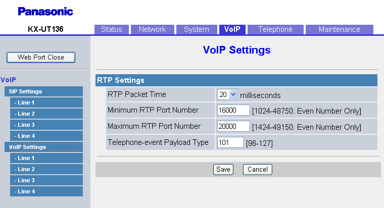4.5.3 VoIP Settings Yes No Si selecciona [Yes], la unidad recibe los mensajes SIP sólo desde las direcciones de origen almacenadas en los servidores SIP (servidor de registro, servidor proxy y