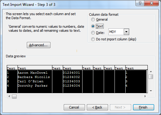 6.1.2 Editar con Microsoft Excel 5. En la ventana Text Import Wizard - Step 2 of 3, seleccione Tab para Delimiters y, luego, haga clic en Next. 6.