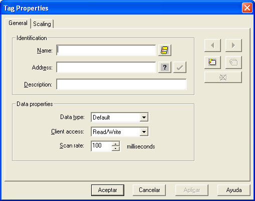 84 Figura 2.30. Ventana Tag Properties del software KEPDirect for PLCs 2.3.7.4 Configuración del cliente OPC La aplicación desarrollada en Visual Basic constituye el cliente OPC en este sistema SCADA.