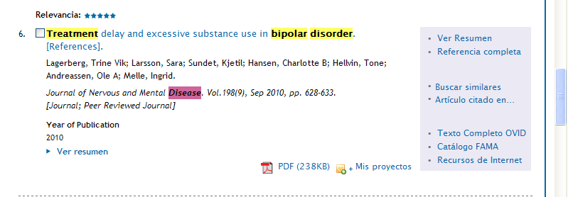 Búsqueda básica -Ejercicios Gestión de Filtros resultados Búsqueda básica: Treatment of bipolar disorder Vemos resultados 50 Mb almacenamiento Limitamos: Grupo de edad