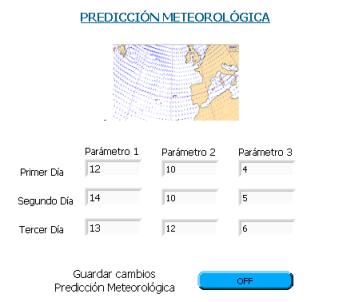 Figura 4: Sector Predicción Meteorológica Las casillas de introducción de datos se utilizan para almacenar los valores de la predicción en la matriz correspondiente, con la que trabaja el sistema