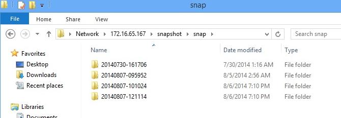 NOTA Para acceder a la carpeta de copias Snapshot, el usuario necesita estar autentificado.