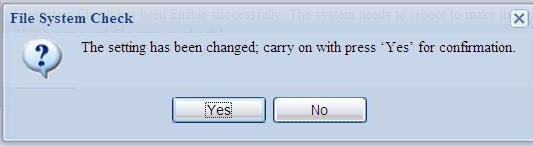 Cuando haya hecho clic en este botón aparecerá el siguiente mensaje: Haga clic en Yes (Sí) para reiniciar el sistema.