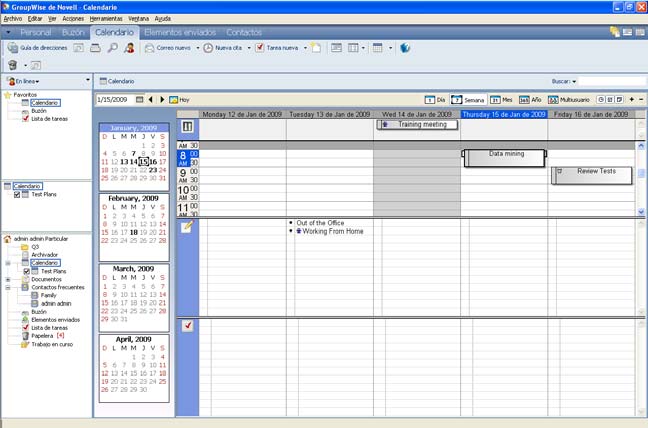 Figura 4-1 Vista del calendario Puede ver el calendario en varios formatos, incluidos el de semana, mes y año.