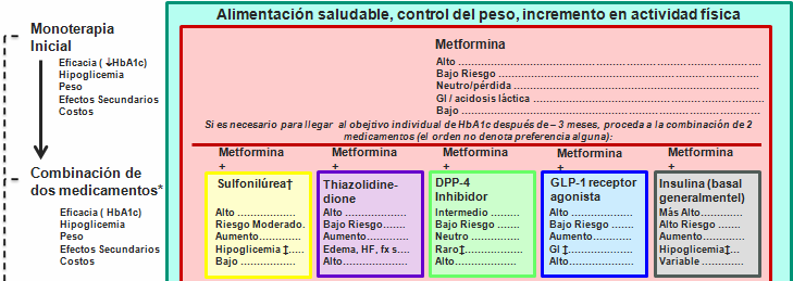 Algoritmo del Tratamiento de la DM2 ADA/EASD 2012 Inzucchi SE, et al.