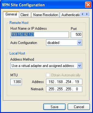 Configuración de Shrew Soft VPN Client. Configuración General.